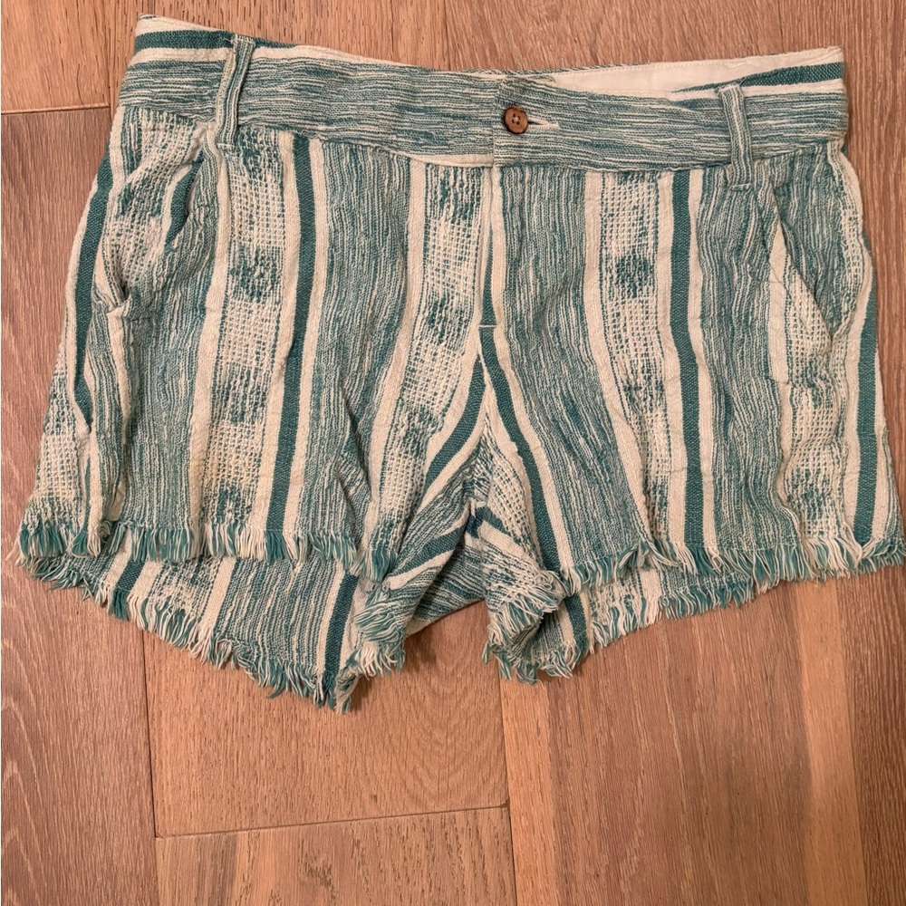 Faherty Teal and Cream Striped Women Shorts